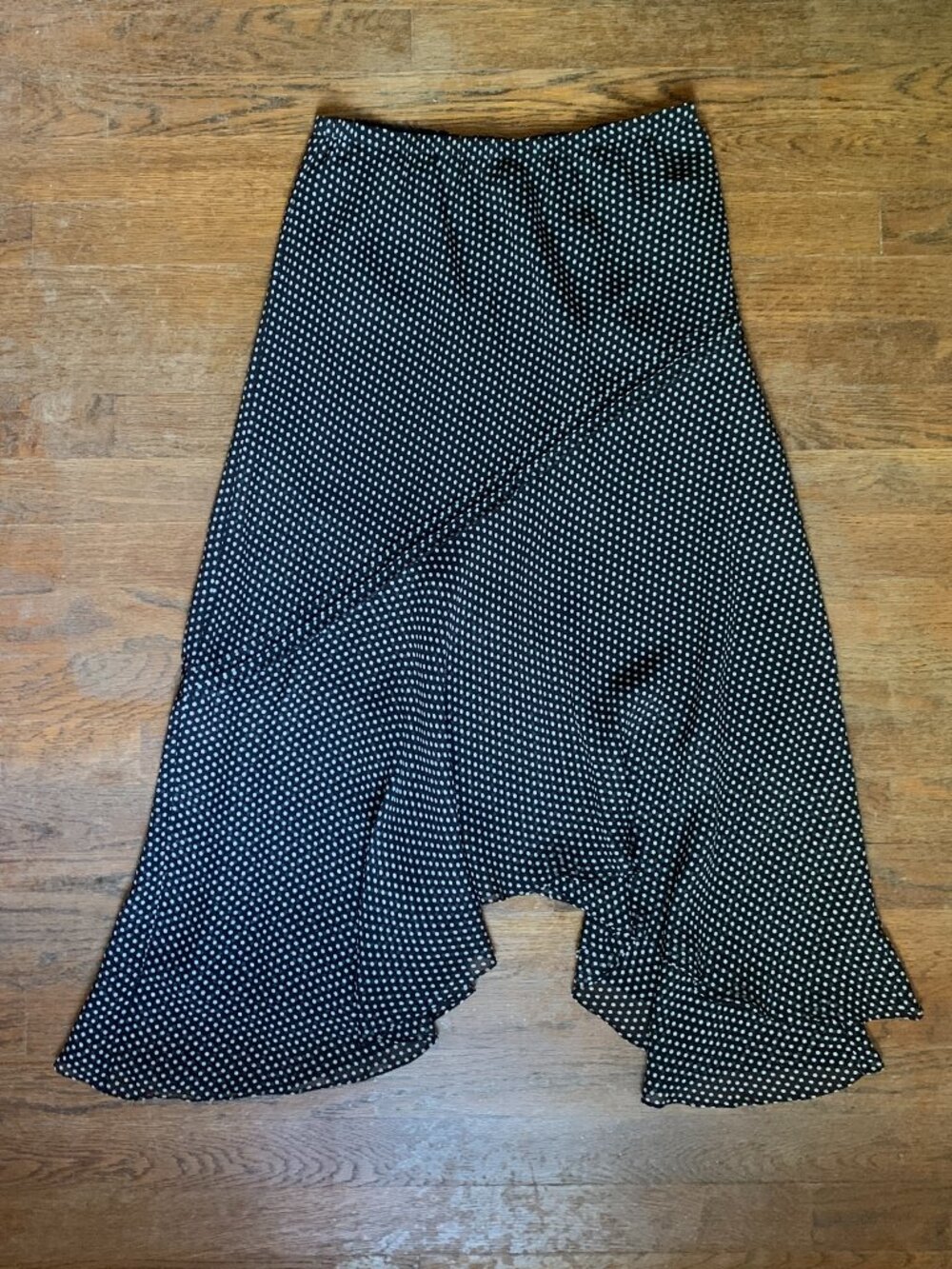 VINTAGE Adrianna Papell Polka Dot Silk Skirt Asymmetrical Size 10 y2k whimsygoth - Picture 5 of 8